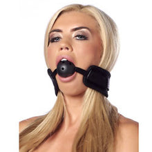 Load image into Gallery viewer, adult sex toy Black Padded Mouth Gag With Breathable BallBondage Gear &gt; Gags and BitsRaspberry Rebel

