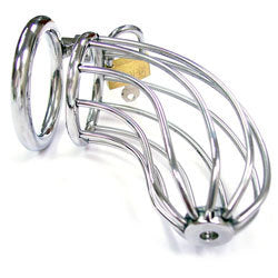 adult sex toy Rouge Stainless Steel Chasity Cock Cage With PadlockBondage Gear > Male ChastityRaspberry Rebel