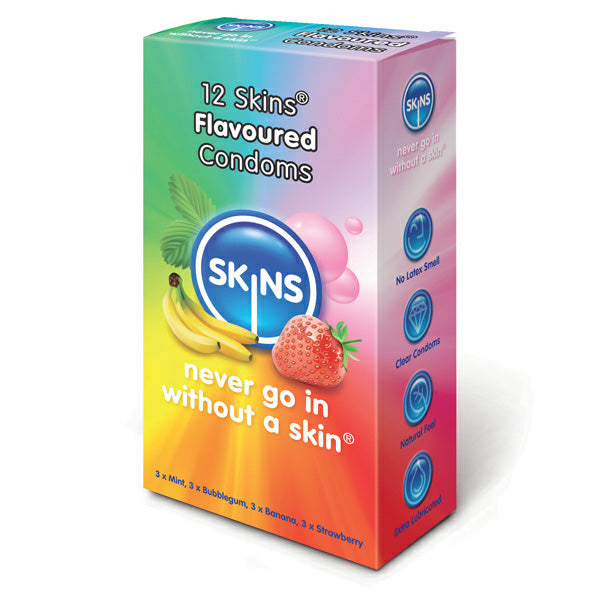 adult sex toy Skins Flavoured Condoms 12 PackCondoms > Flavoured, Coloured, NoveltyRaspberry Rebel