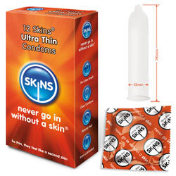 adult sex toy Skins Condoms Ultra Thin 12 PackCondoms > Ultra ThinRaspberry Rebel