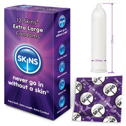 adult sex toy Skins Condoms Extra Large 12 PackCondoms > Large and X-LargeRaspberry Rebel