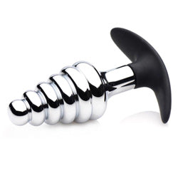 adult sex toy Master Series Dark Hive Metal And Silicone Ribbed Anal PlugAnal Range > Butt PlugsRaspberry Rebel