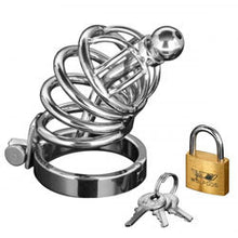 Load image into Gallery viewer, adult sex toy Asylum 4 Ring Locking Chastity CageBondage Gear &gt; Male ChastityRaspberry Rebel
