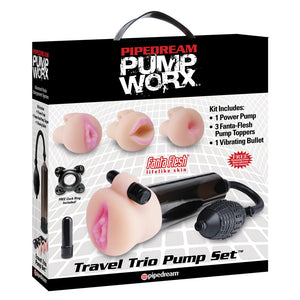 adult sex toy Pump Worx Travel Trio Set MasturbatorSex Toys > Sex Toys For Men > Vibrating VaginasRaspberry Rebel