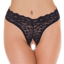 Load image into Gallery viewer, adult sex toy Black Lace Open Crotch GStringClothes &gt; Sexy Briefs &gt; FemaleRaspberry Rebel
