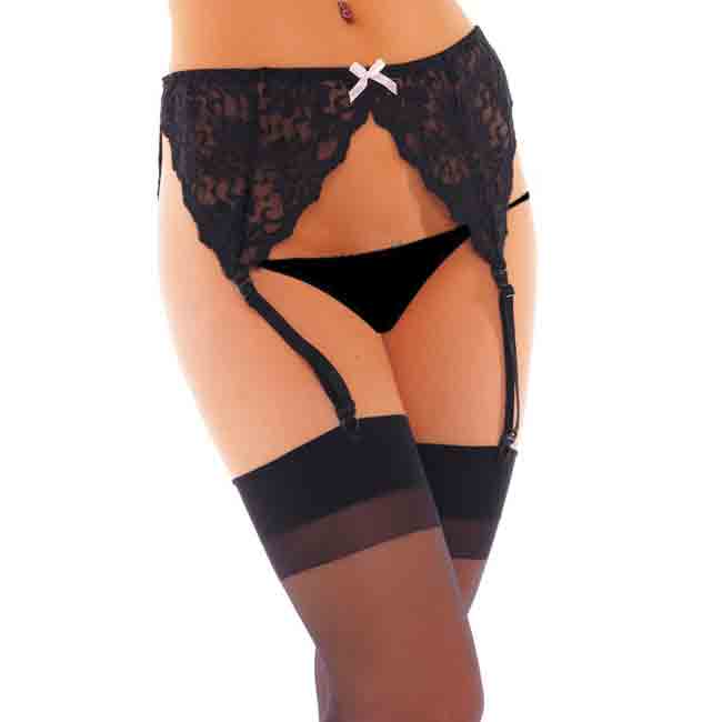 adult sex toy Black Suspenderbelt With Stockings And BowClothes > StockingsRaspberry Rebel