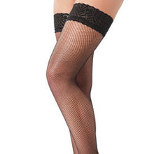 Load image into Gallery viewer, adult sex toy Black Fishnet Floral Hold Up StockingsClothes &gt; StockingsRaspberry Rebel

