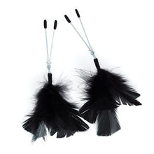 Load image into Gallery viewer, adult sex toy Black Feather Nipple ClampsBondage Gear &gt; Nipple ClampsRaspberry Rebel
