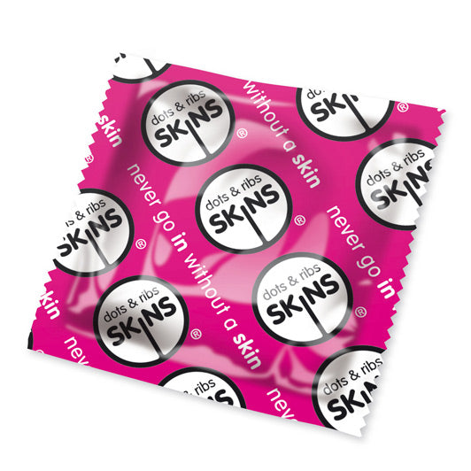 adult sex toy Skins Dots And Ribs Condoms x50 (Pink)Condoms > Stimulating, Ribbed, WarmingRaspberry Rebel